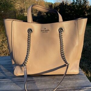 Kate Spade Tan Leather Tote with Chain Handles